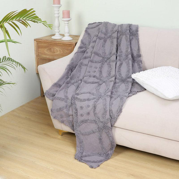 Buy Marigo Cotton Throw - Dark Grey Throws from Vaaree