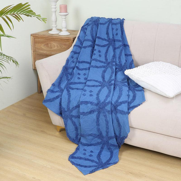 Buy Marigo Cotton Throw - Blue Throws from Vaaree