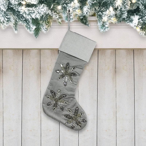 Buy Snowflake Beaded Stocking Christmas Ornament Online in India | Christmas Ornaments on Vaaree