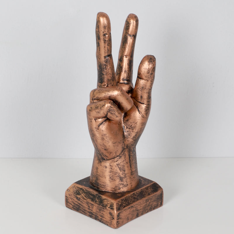 Buy Victory Sign Showpiece - Brown Showpieces from Vaaree