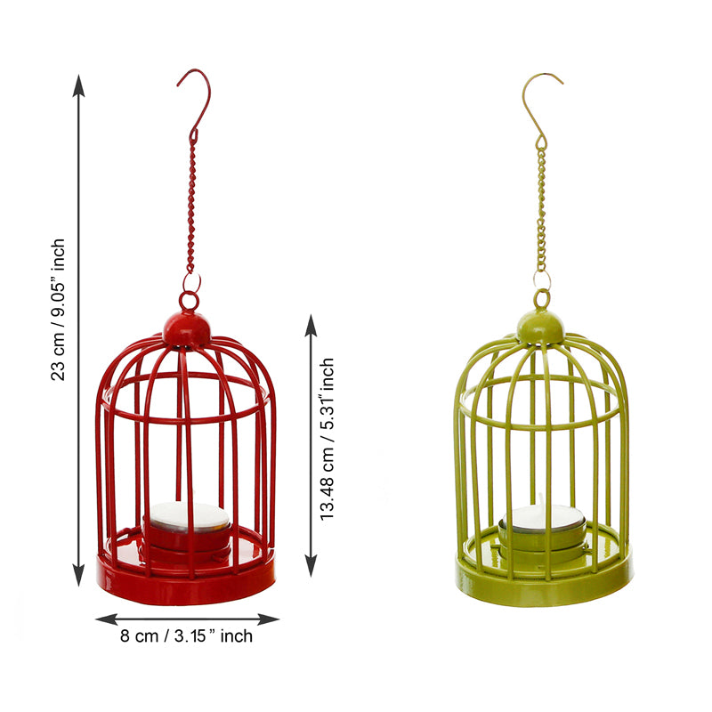 Buy Cage Shape Tea Light Candle Holder - Red & Yellow Candle Holders from Vaaree