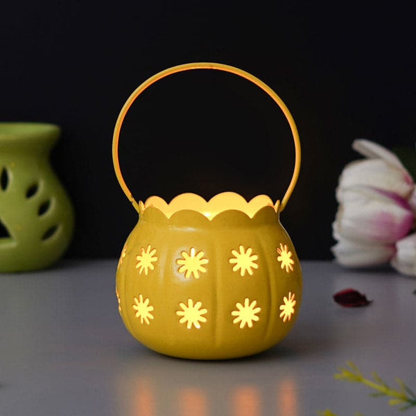 Buy Nirvana Lantern Tealight Candle Holder - Yellow Candle Holders from Vaaree