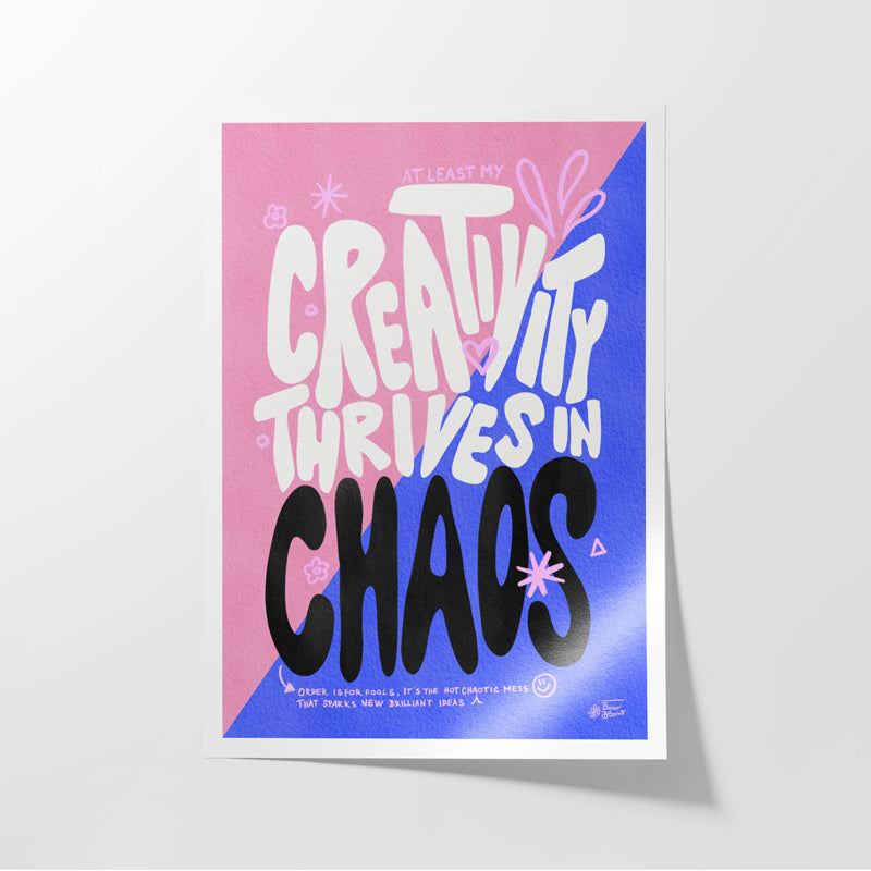 Buy Creativity & Chaos Wall Poster - Pink & Blue Wall Poster from Vaaree