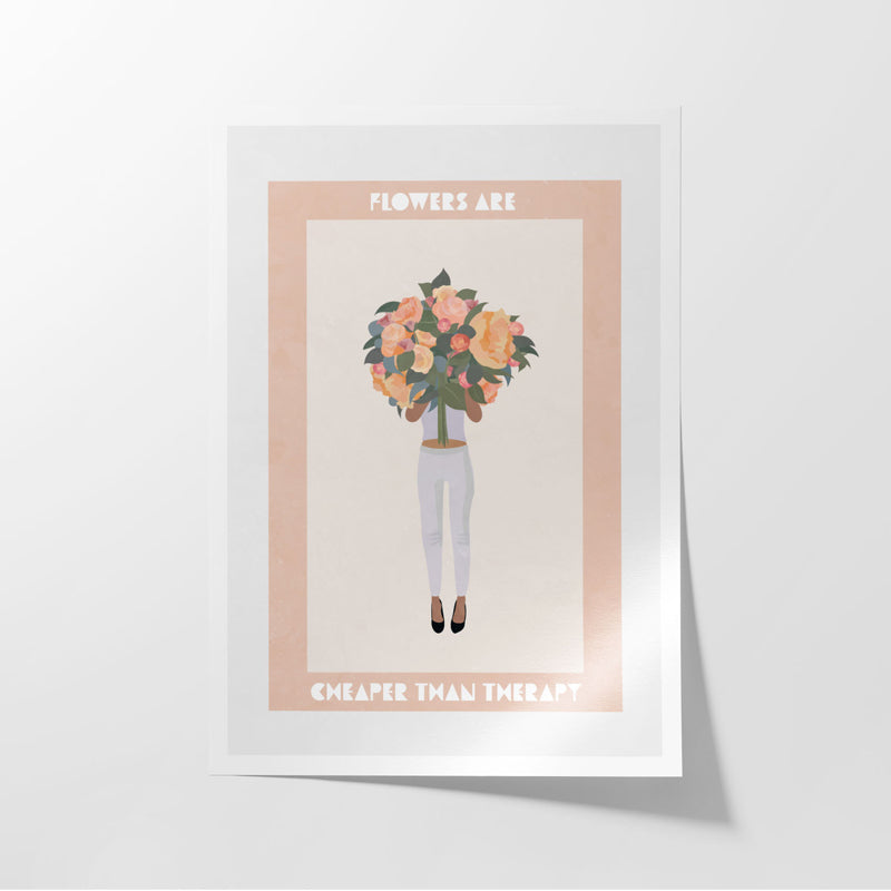 Buy Flowers Are Cheaper Than Therapy Wall Poster Wall Poster from Vaaree