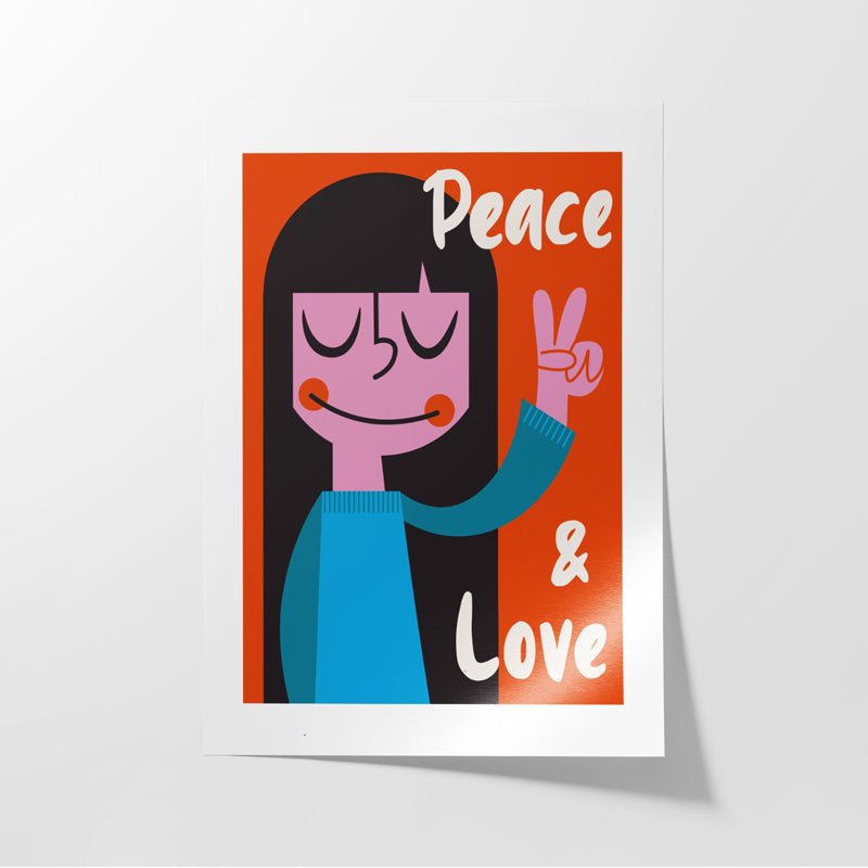 Buy Peace A Love Mid Century Illustration Wall Poster Wall Poster from Vaaree