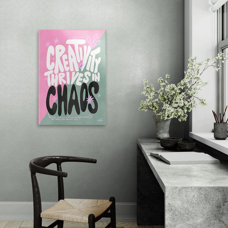 Buy Creativity Thrives Wall Poster - Pink & Green Wall Poster from Vaaree