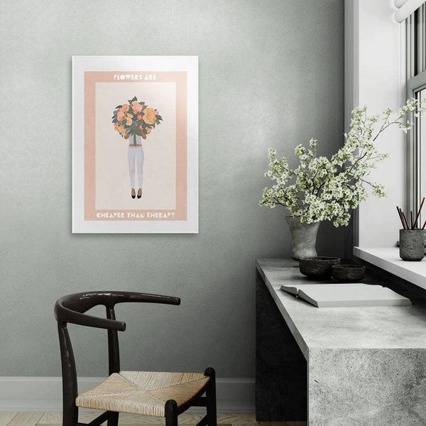 Buy Flowers Are Cheaper Than Therapy Wall Poster Wall Poster from Vaaree