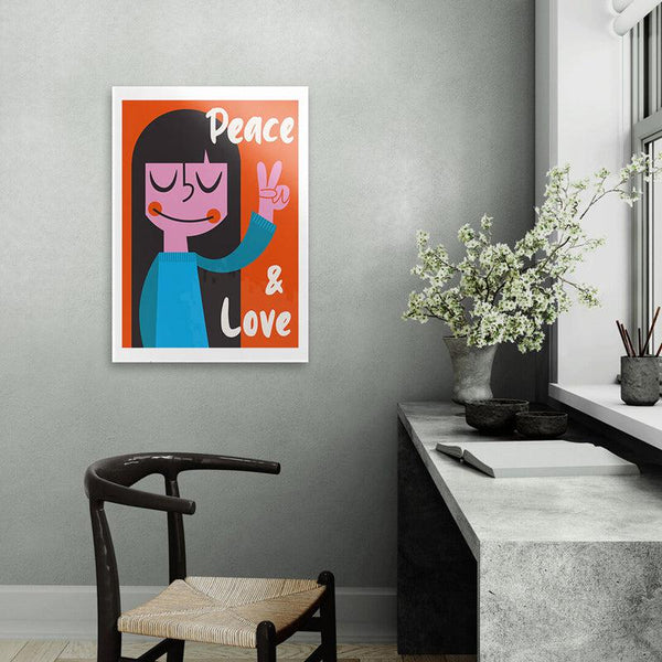 Buy Peace A Love Mid Century Illustration Wall Poster Wall Poster from Vaaree