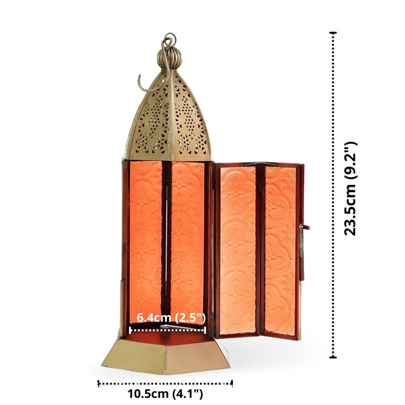 Buy Inthiya Lantern Tealight Candle Holder - Orange Tea Light Candle Holders from Vaaree