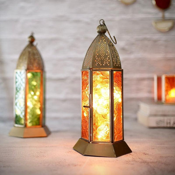 Buy Inthiya Lantern Tealight Candle Holder - Orange Tea Light Candle Holders from Vaaree