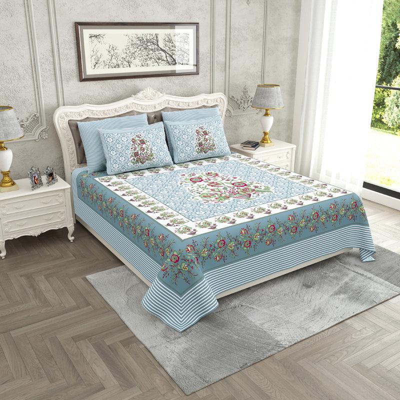 Buy Marga Ethnic Bedsheet - Blue Bedsheets from Vaaree