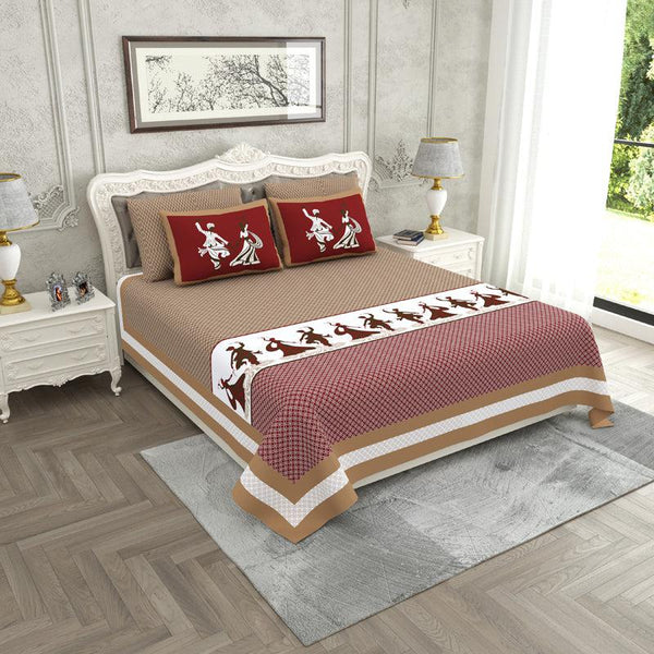 Buy Folk Tribute Bedsheet - Brown Bedsheets from Vaaree