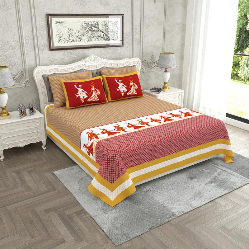 Buy Folk Tribute Bedsheet - Red & Yellow Bedsheets from Vaaree