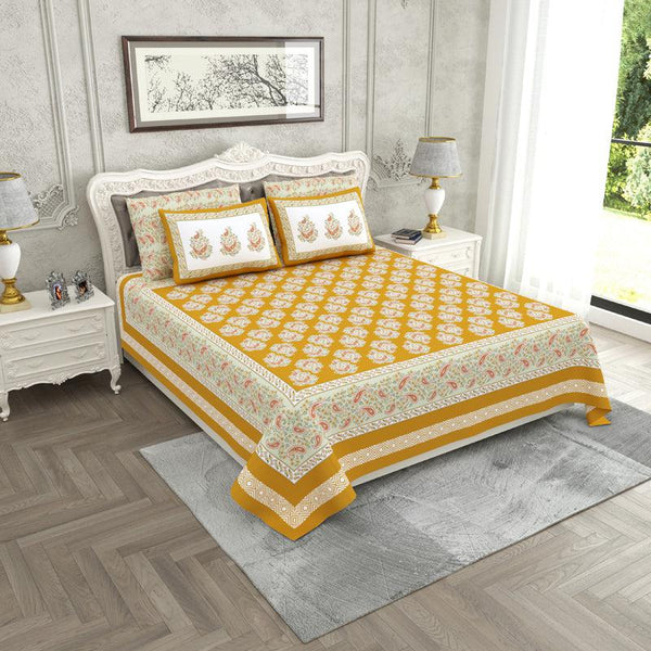 Buy Madura Ethnic Bedsheet - Yellow Bedsheets from Vaaree