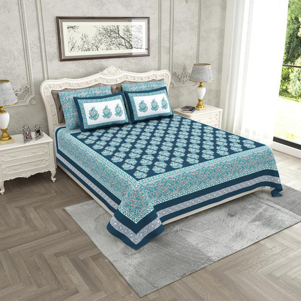 Bedsheets - Madura Ethnic Bedsheet - Blue