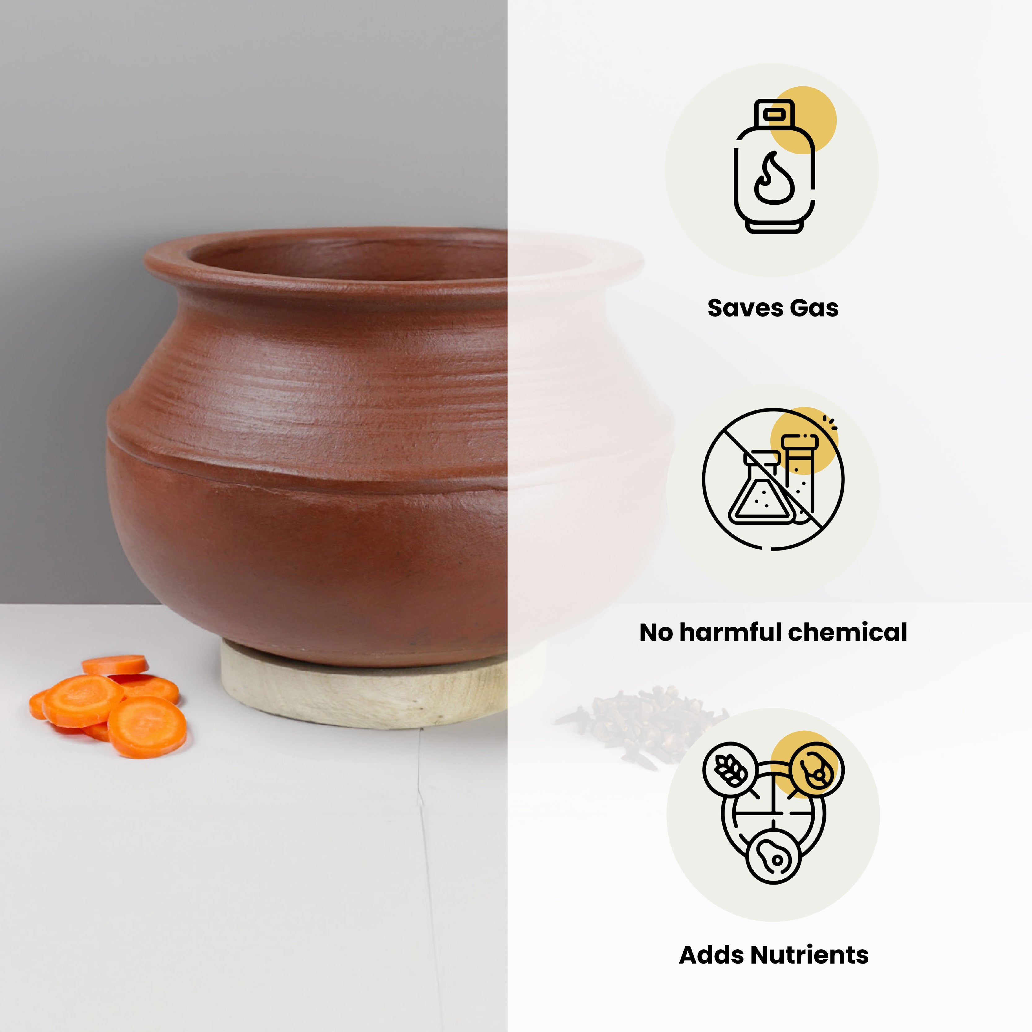 Buy Kalikasan Rice Clay Pot Brown 3000 ML / 9 Inches Handi from Vaaree