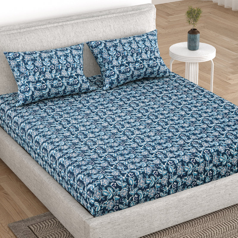 Buy Asin Floral Bedding Set - Blue Bedding Set from Vaaree