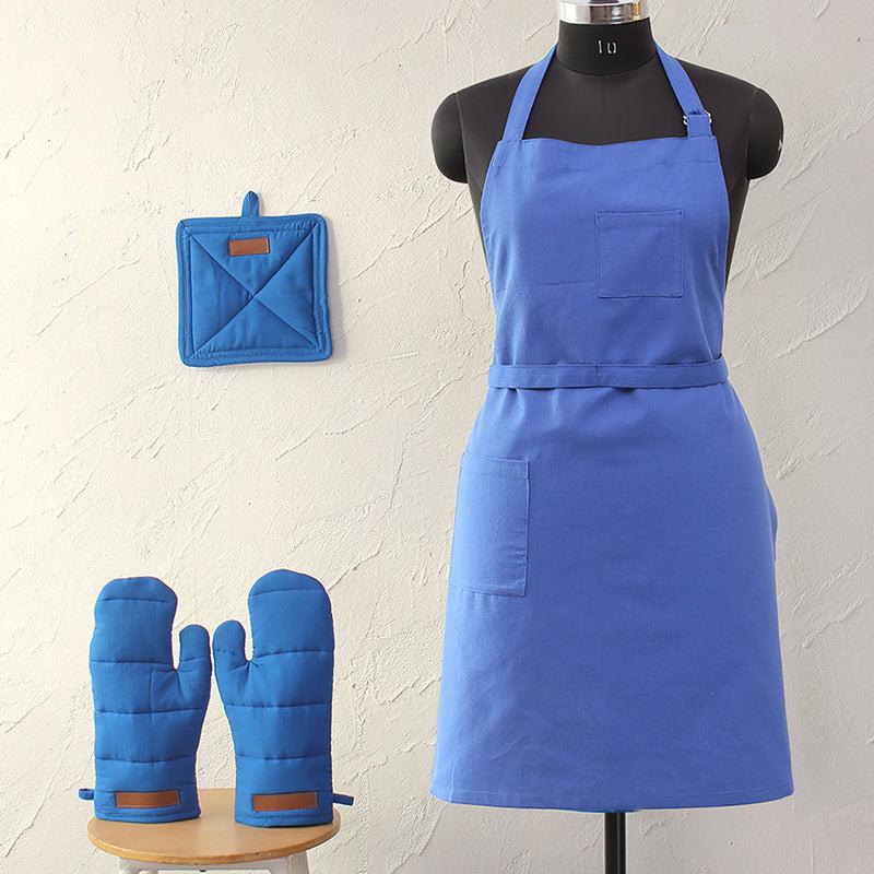 Buy Chef Pro Kitchen Linen Set (Blue) - Three Piece Set Kitchen Linen Set from Vaaree