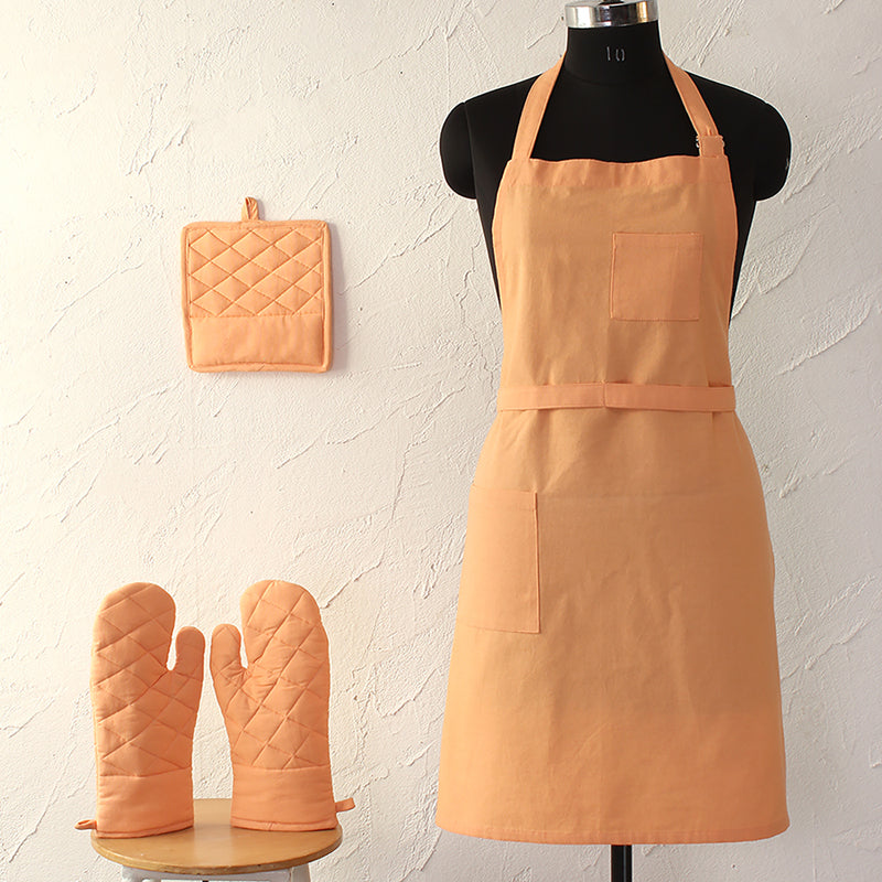 Kitchen Set - Chefs Pro Kitchen Linen Set (Peach) - Three Piece Set