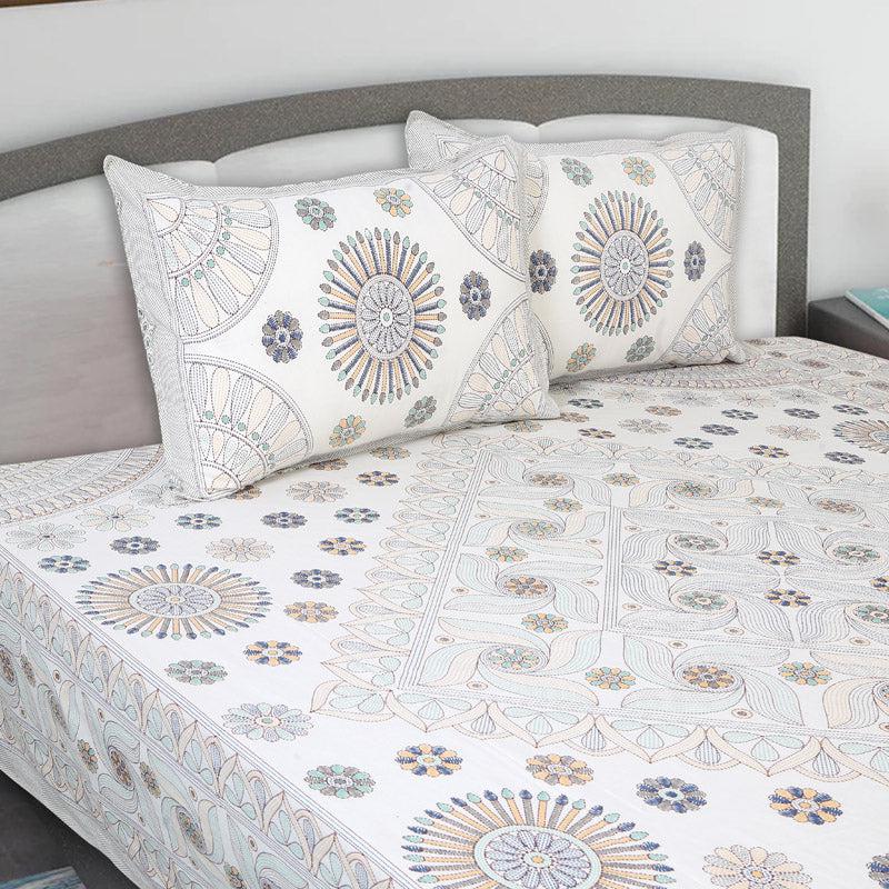 Buy Dwanima Ethnic Bedsheet - Yellow & Grey Bedsheets from Vaaree