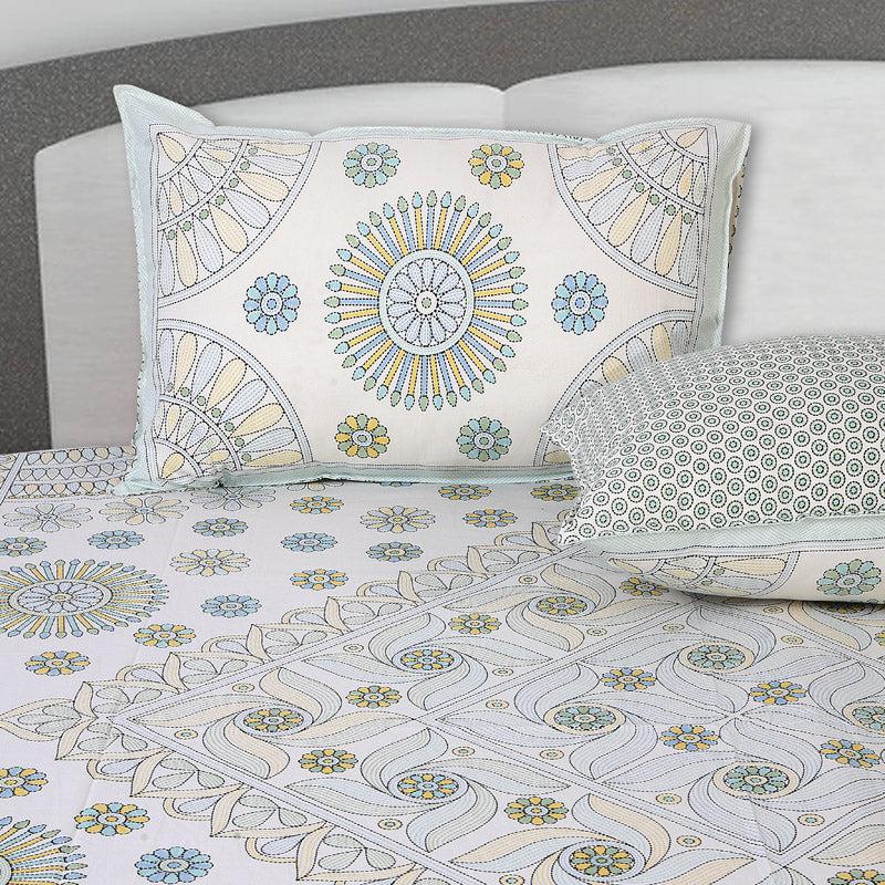 Buy Dwanima Ethnic Bedsheet - Yellow & Blue Bedsheets from Vaaree