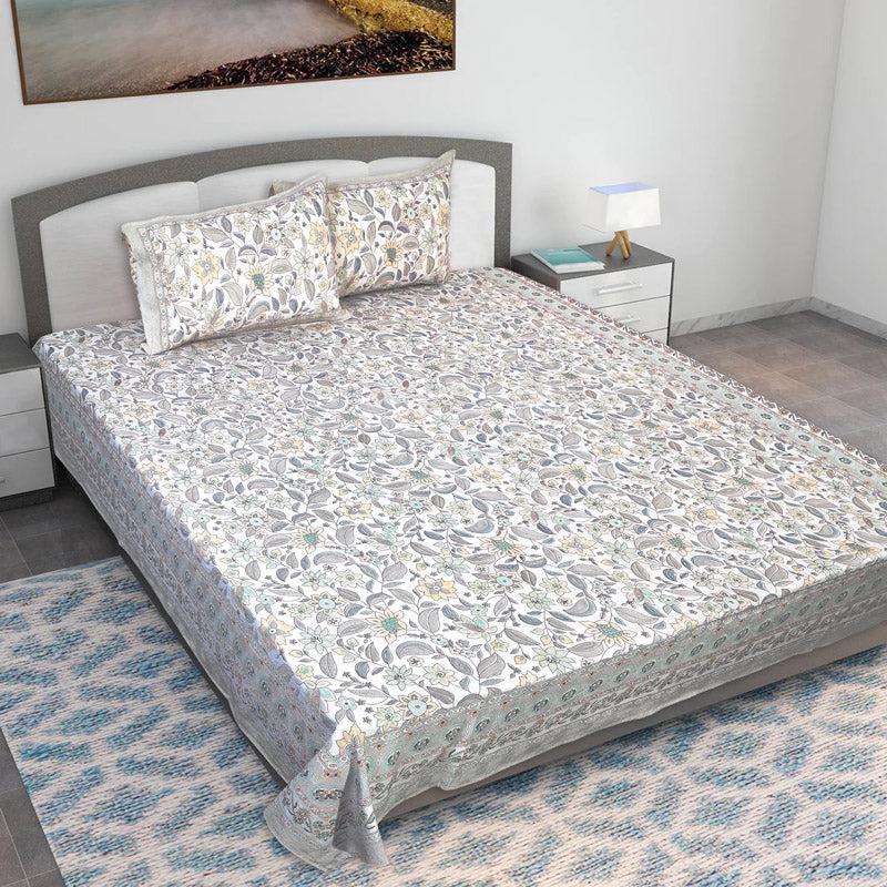 Buy Rigavo Floral Bedsheet - Pale Yellow Bedsheets from Vaaree