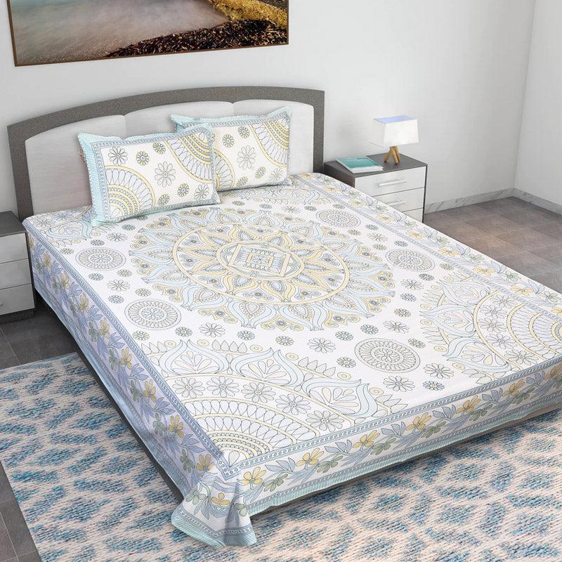 Buy Kavya Mandala Ethnic Bedsheet - Blue & Yellow Bedsheets from Vaaree