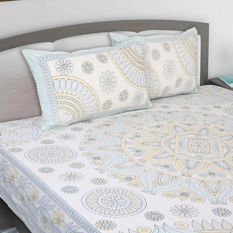 Buy Kavya Mandala Ethnic Bedsheet - Blue & Yellow Bedsheets from Vaaree