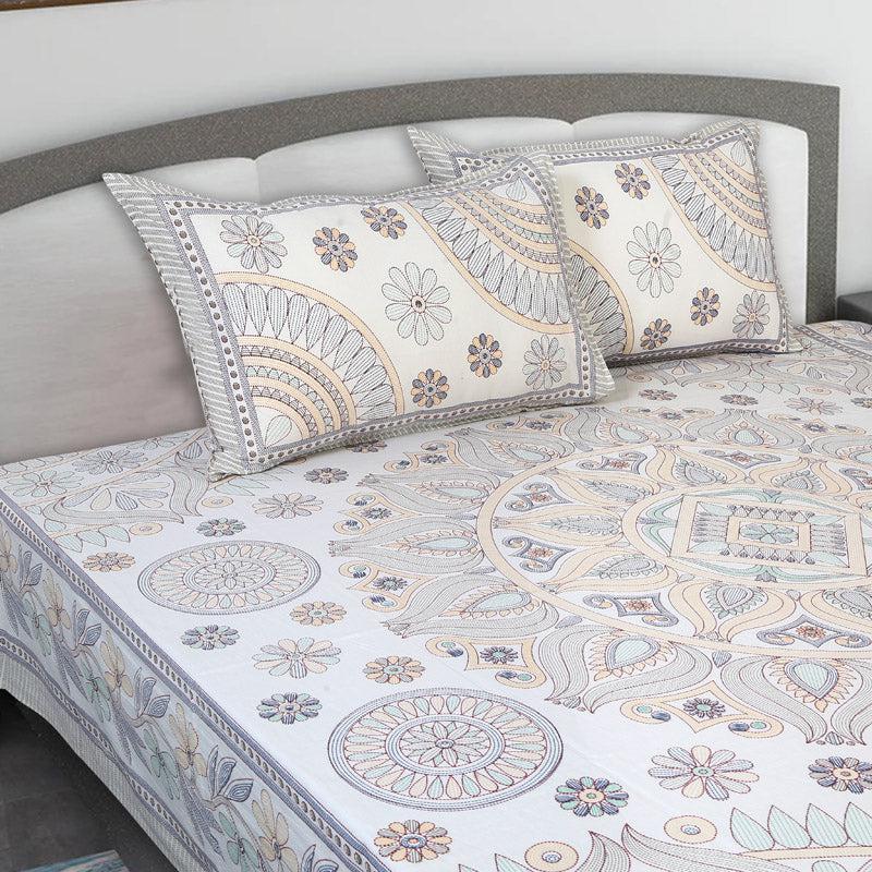 Buy Kavya Mandala Ethnic Bedsheet - Grey & Yellow Bedsheets from Vaaree