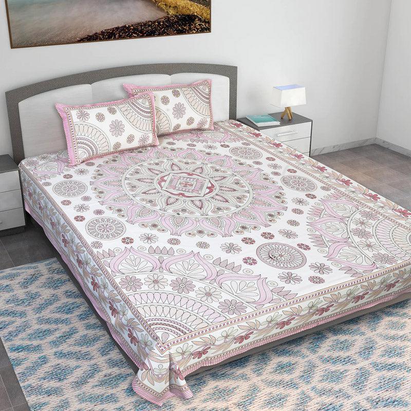 Buy Kavya Mandala Ethnic Bedsheet - Pink & White Bedsheets from Vaaree