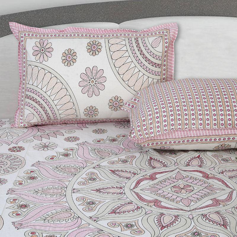 Buy Kavya Mandala Ethnic Bedsheet - Pink & White Bedsheets from Vaaree