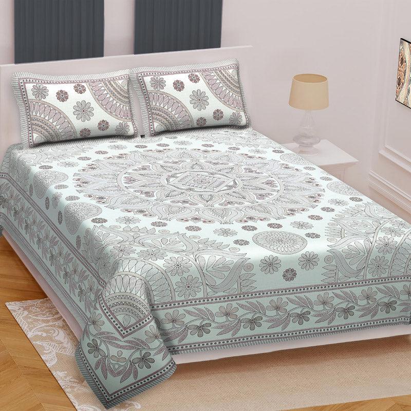 Buy Kavya Mandala Ethnic Bedsheet - Grey & White Bedsheets from Vaaree