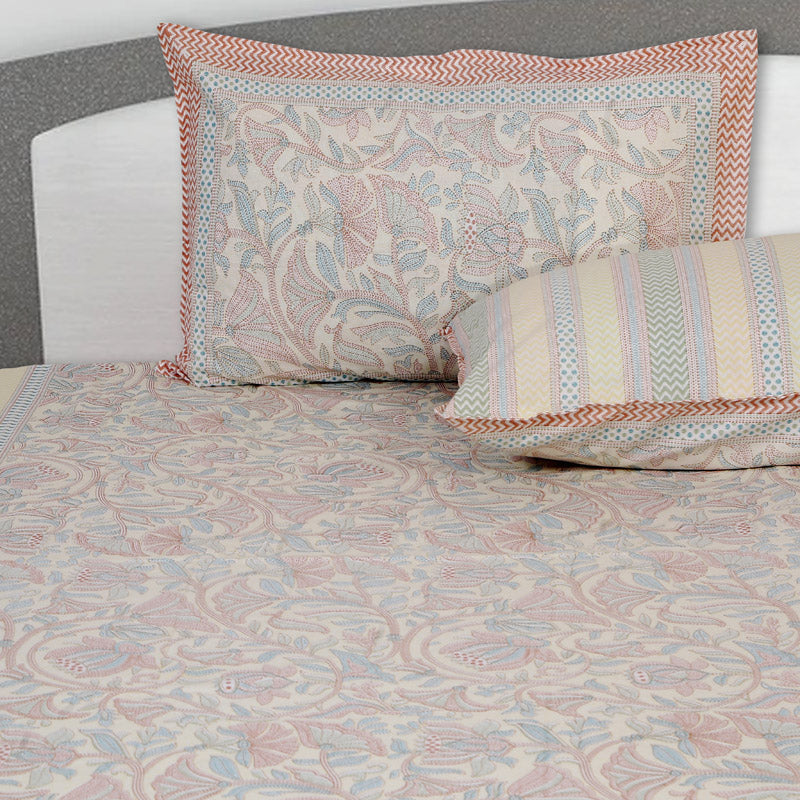 Buy Saagara Floral Bedsheet - Yellow & Peach Bedsheets from Vaaree