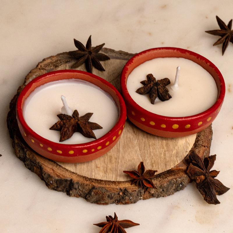 Buy Miya Handpainted Cinnamon Scented Candle - Set Of Two Candles from Vaaree