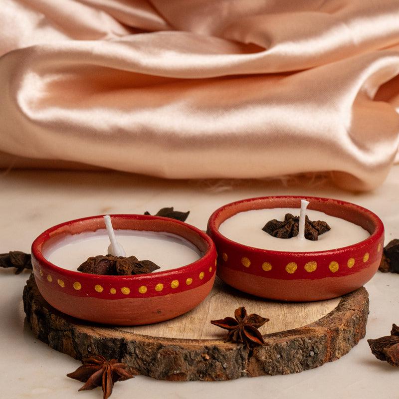 Buy Miya Handpainted Cinnamon Scented Candle - Set Of Two Candles from Vaaree