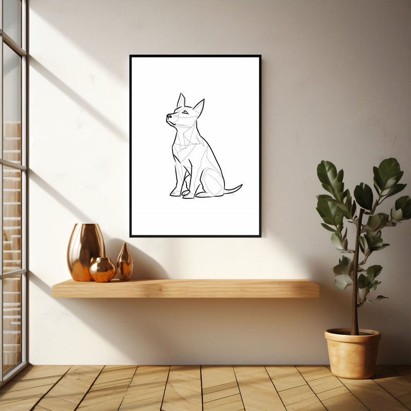 Wall Art & Paintings - Geometric Dog Wall Art - Black Frame