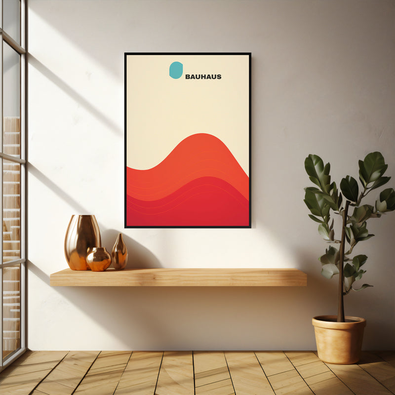 Wall Art & Paintings - Red Wave Wall Art - Black Frame