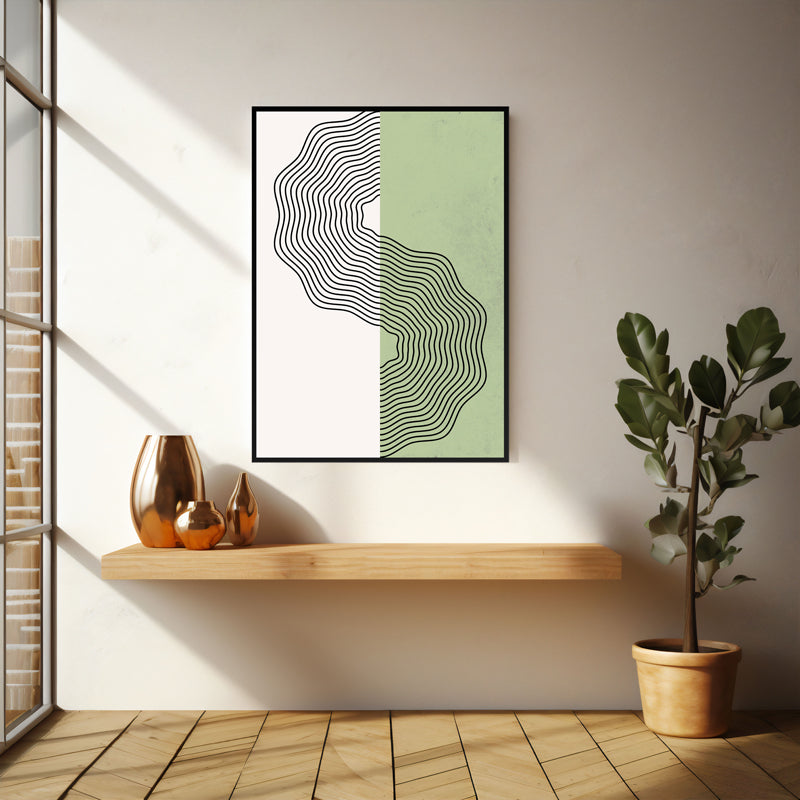 Wall Art & Paintings - Ondas Green Wall Art - Black Frame