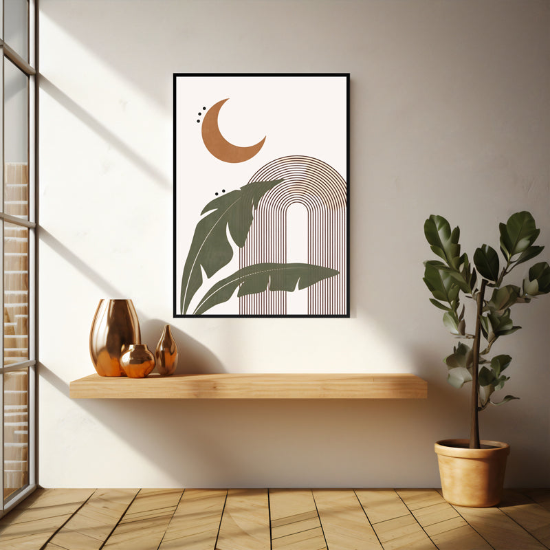 Wall Art & Paintings - Moonlit Tropics Wall Art - Black Frame