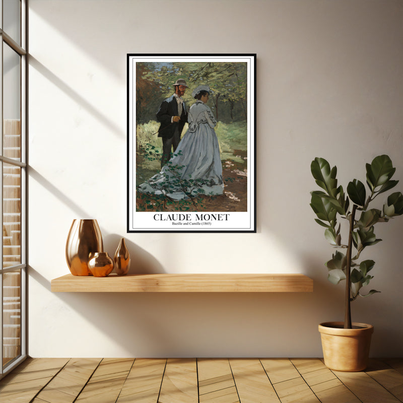 Wall Art & Paintings - Bazille and Camille, 1865 - Claude Monet Wall Art - Black Frame