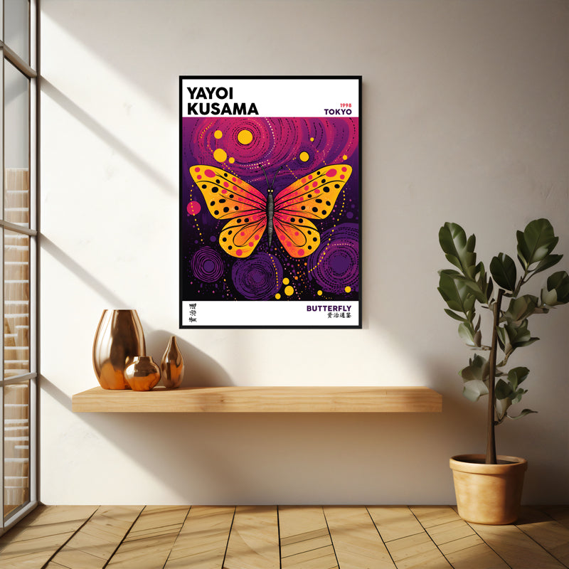 Wall Art & Paintings - Butterfly Inspired by Yayoi Kusama Wall Art - Black Frame