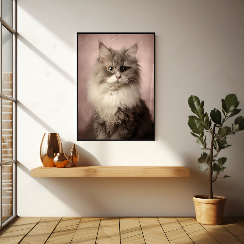 Wall Art & Paintings - Cat Portrait Wall Art - Black Frame