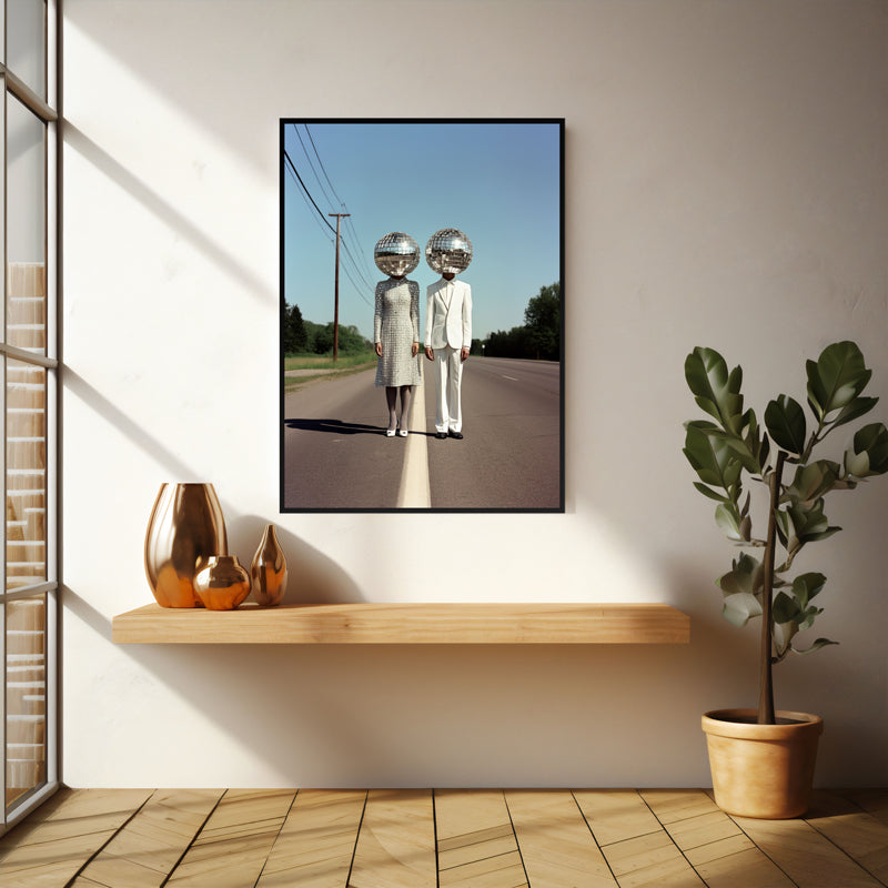 Wall Art & Paintings - The Disco Couple Wall Art - Black Frame