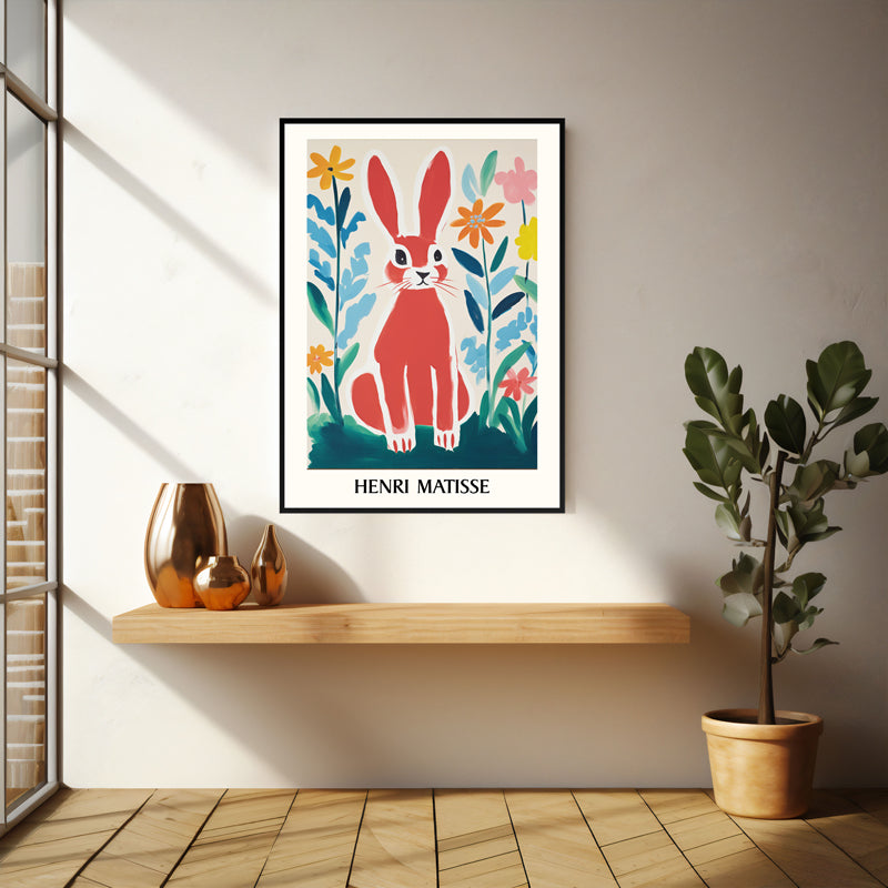 Wall Art & Paintings - Red Rabbit Inspired by Henri Matisse Wall Art - Black Frame