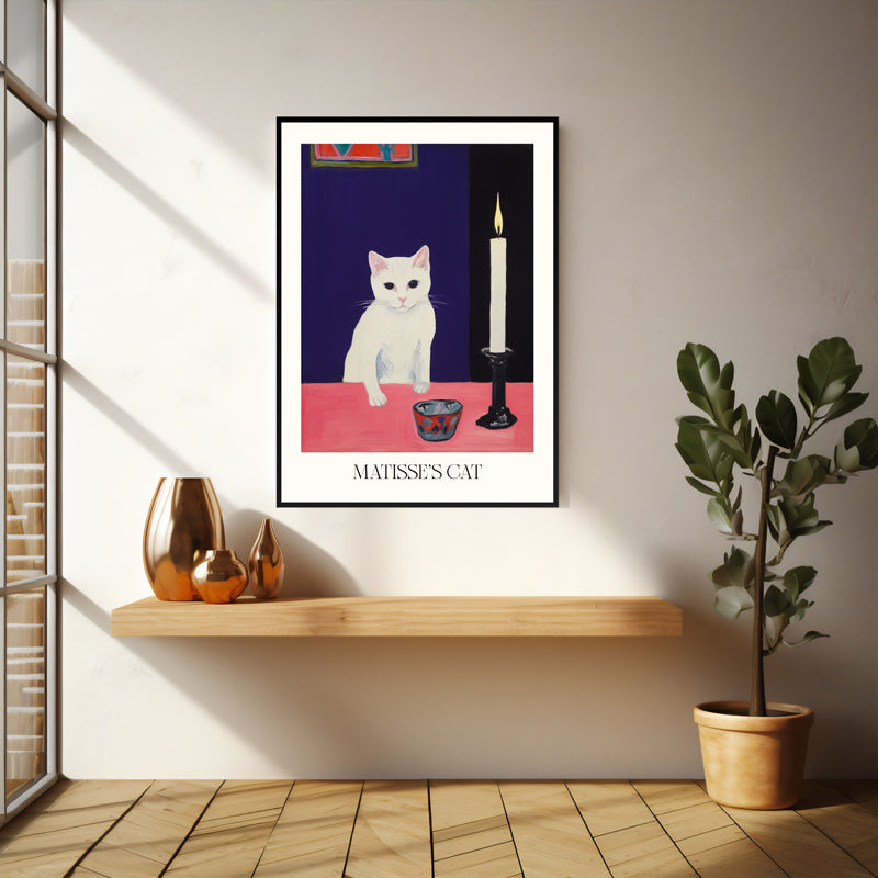 Wall Art & Paintings - Matisse's Cat Inspired by Henri Matisse Wall Art - Black Frame