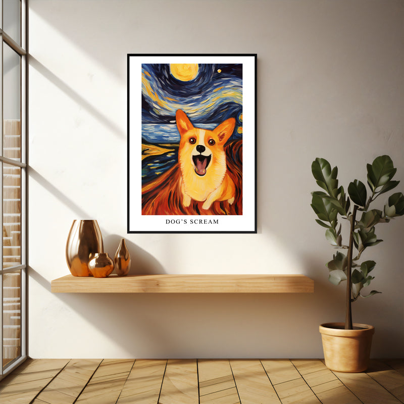 Wall Art & Paintings - Dog's Scream Wall Art - Black Frame