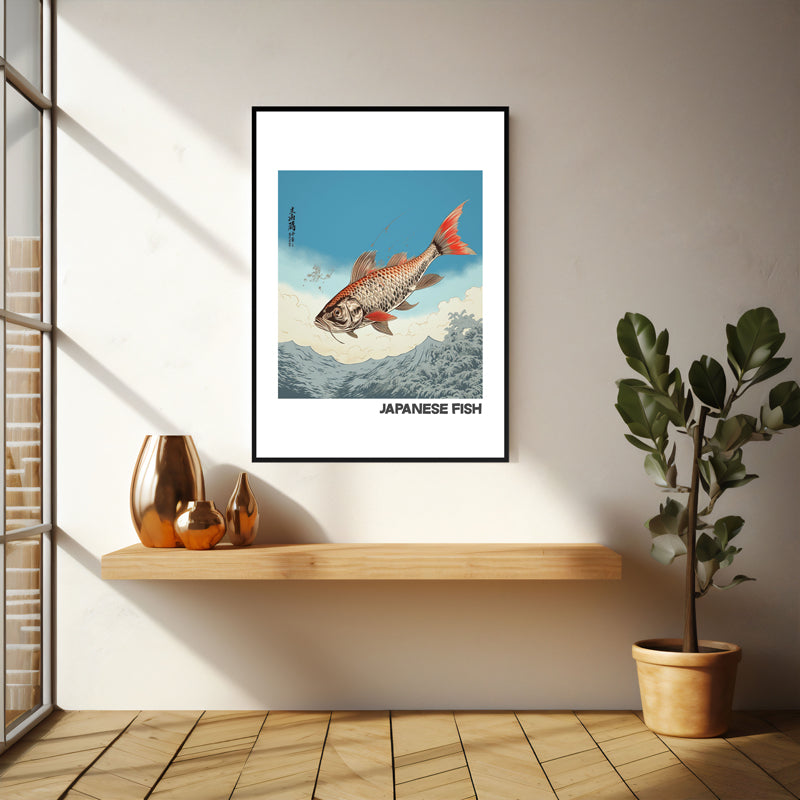 Wall Art & Paintings - Japanese Fish Wall Art - Black Frame