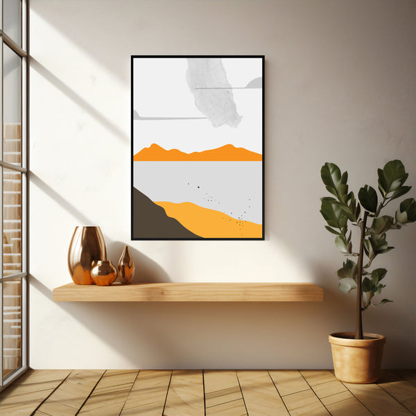 Wall Art & Paintings - Golden Landscape Wall Art - Black Frame