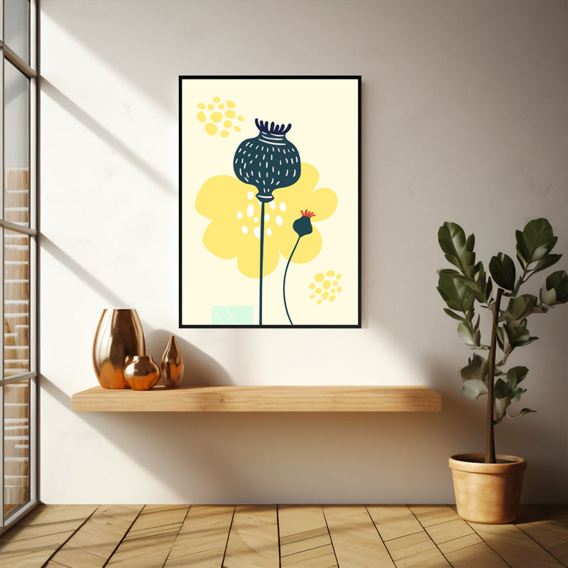 Wall Art & Paintings - Sunlit Botanic Tranquility Wall Art - Black Frame