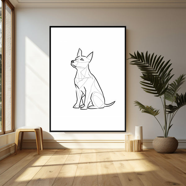 Wall Art & Paintings - Geometric Dog Wall Art - Black Frame